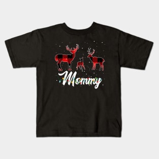 Mommy Reindeer Plaid Pajama Shirt Family Christmas Kids T-Shirt